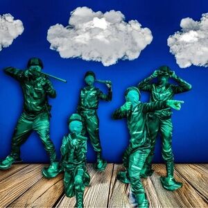 Green army toy solider kids Costume with Green and Gray Accents